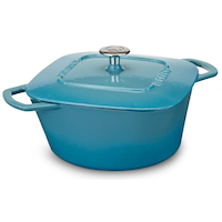 PADERNO Dutch Oven, Durable Cast Iron, Oven Safe, Atlantic Blue, 5-qt Front_Elevated