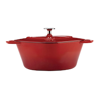 PADERNO Dutch Oven, Durable Cast Iron, Oven Safe, Red, 5qt