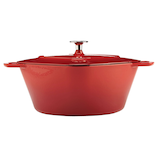 PADERNO Dutch Oven, Durable Cast Iron, Oven Safe, Red, 6.5qt Front_Elevated