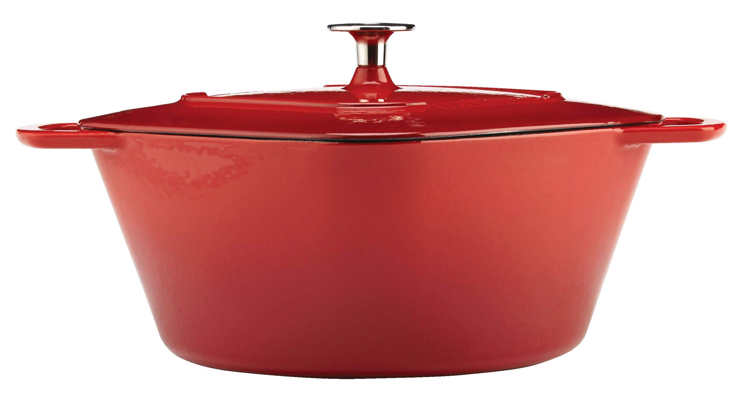 PADERNO Dutch Oven, Durable Cast Iron, Oven Safe, Red, 6.5qt Front_Elevated