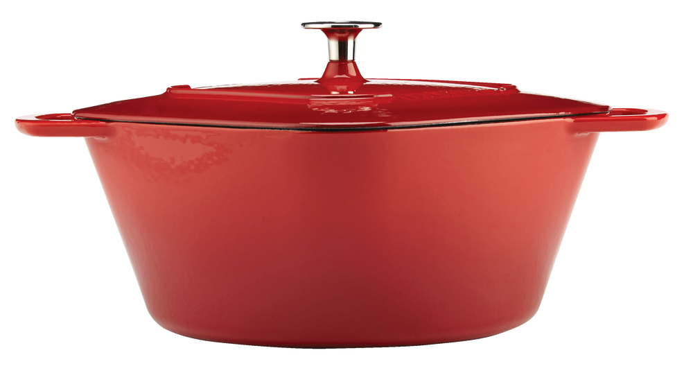 PADERNO Dutch Oven, Durable Cast Iron, Oven Safe, Red, 6.5qt Canadian