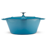 PADERNO Dutch Oven, Durable Cast Iron, Oven Safe, Atlantic Blue, 6.5-qt Front_Elevated