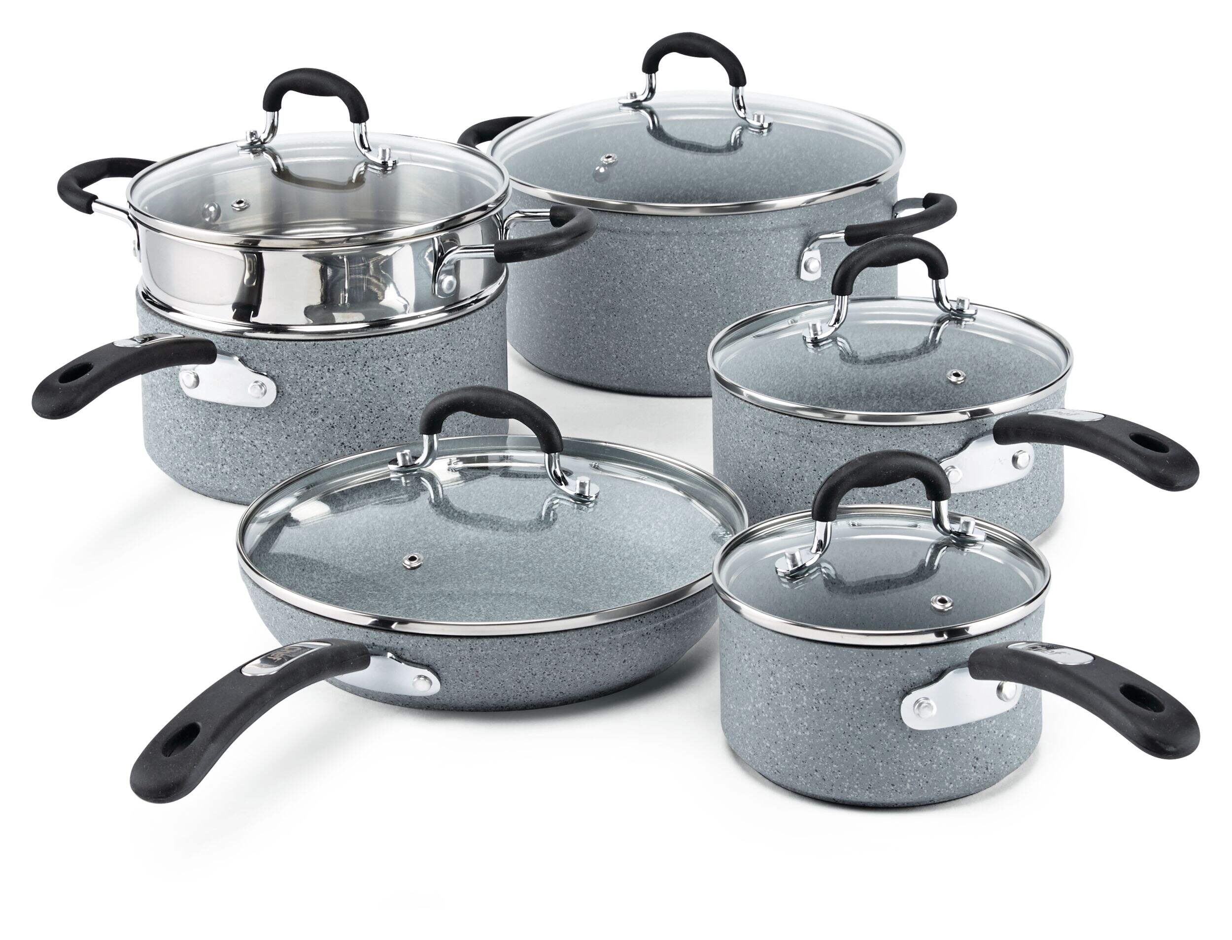 MASTER Chef Granite Coated Cookware Set, Non-Stick, Dishwasher & Oven Safe, 11-pc Composite_or_Mixed