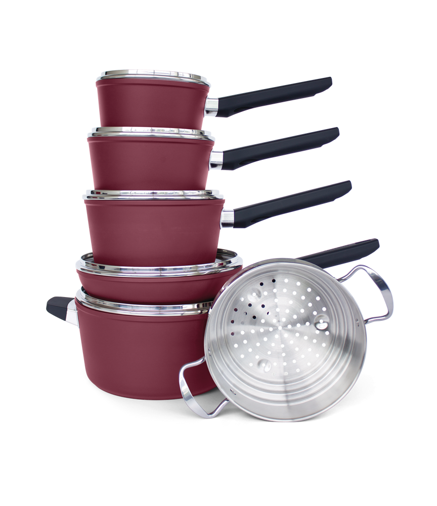 PADERNO Classic Cookware Set, NonStick, Maroon, 11pc Canadian Tire