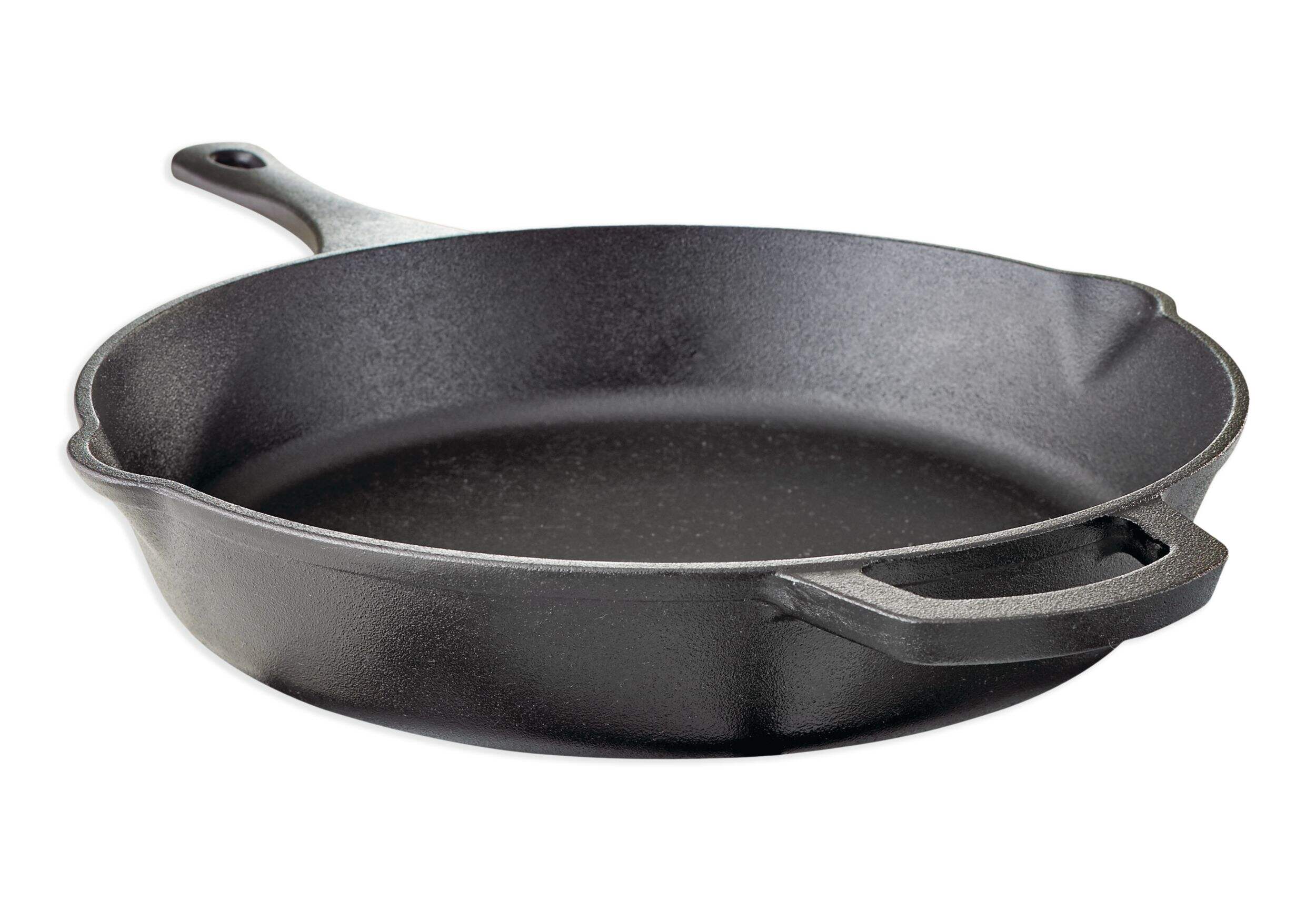 MASTER Chef Pre-Seasoned Cast Iron Frying Pan, Oven Safe, Black, 12-in Front_Angled_Right