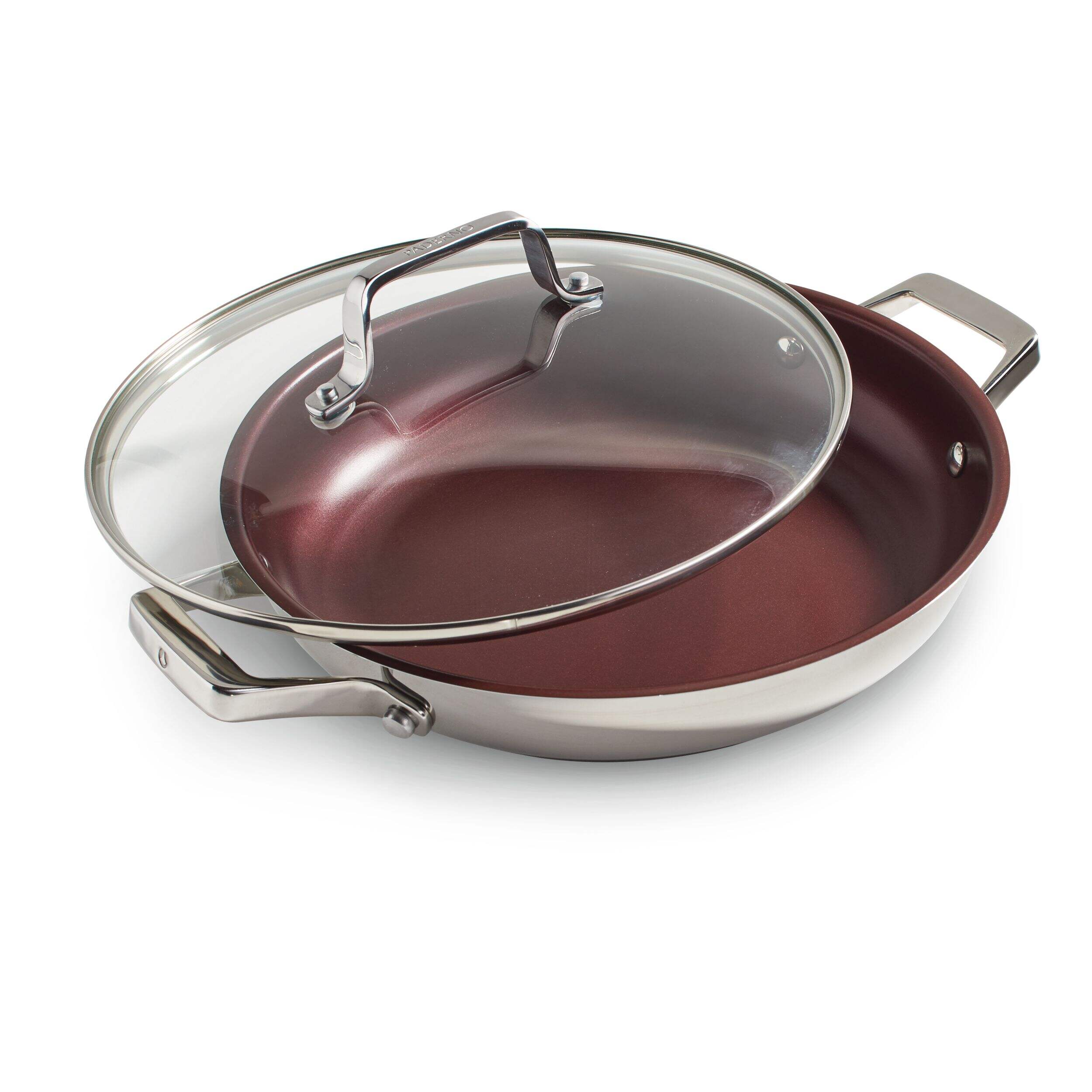 PADERNO Stainless Steel Everyday Pan, Dishwasher & Oven Safe, Burgundy