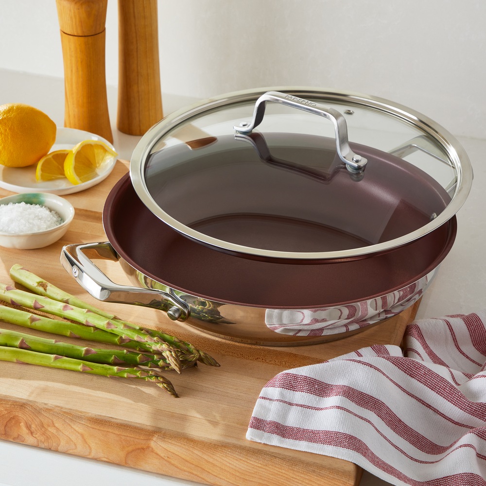 PADERNO Stainless Steel Everyday Pan, Dishwasher & Oven Safe, Burgundy
