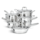 PADERNO Canadian Classic Stainless Steel Cookware Set, Dishwasher & Oven Safe, 11-pc Front_Elevated