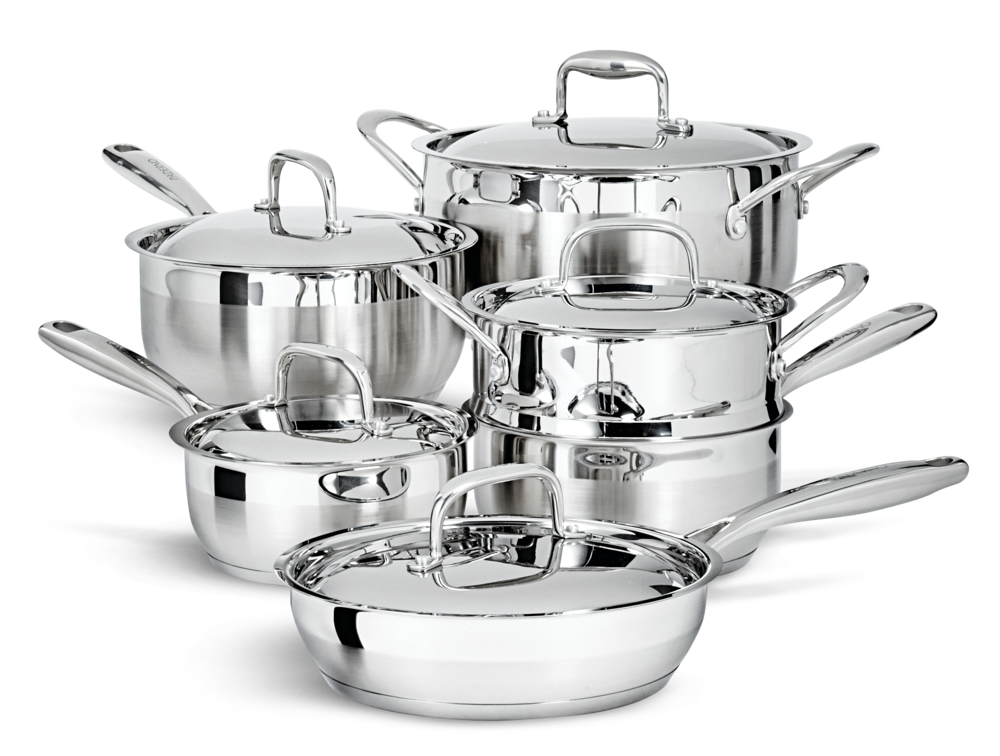 Canadian Classic Stainless Steel Cookware Set, Dishwasher & Oven Safe, 11-pc Paderno