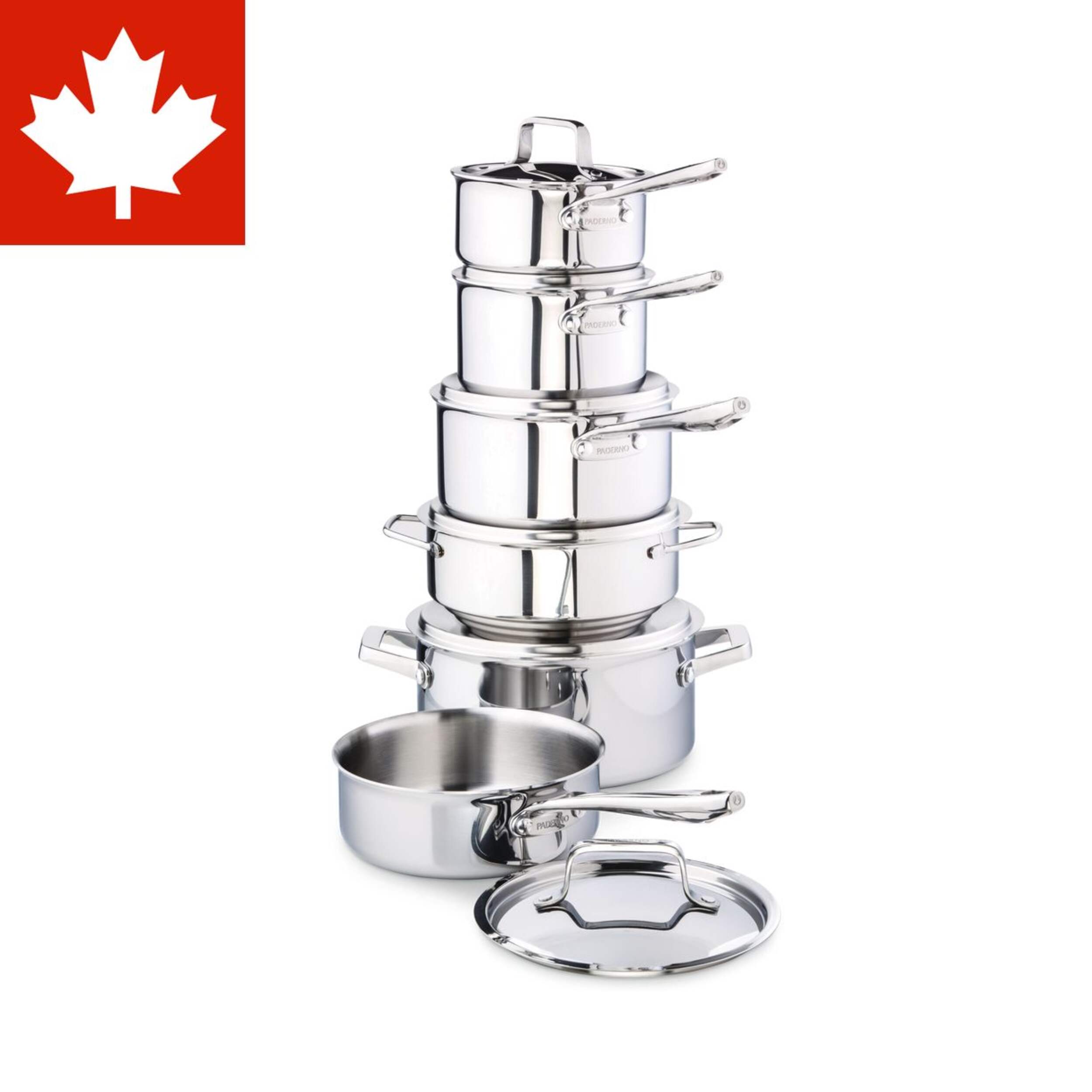 PADERNO Canadian Professional Clad Cookware Set, Oven Safe, 12-pc Composite_or_Mixed