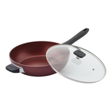 PADERNO Classic Jumbo Cooker, PFOA-Free, Non-Stick, Maroon, 3qt Front_Three_Fourths_Angled_Left