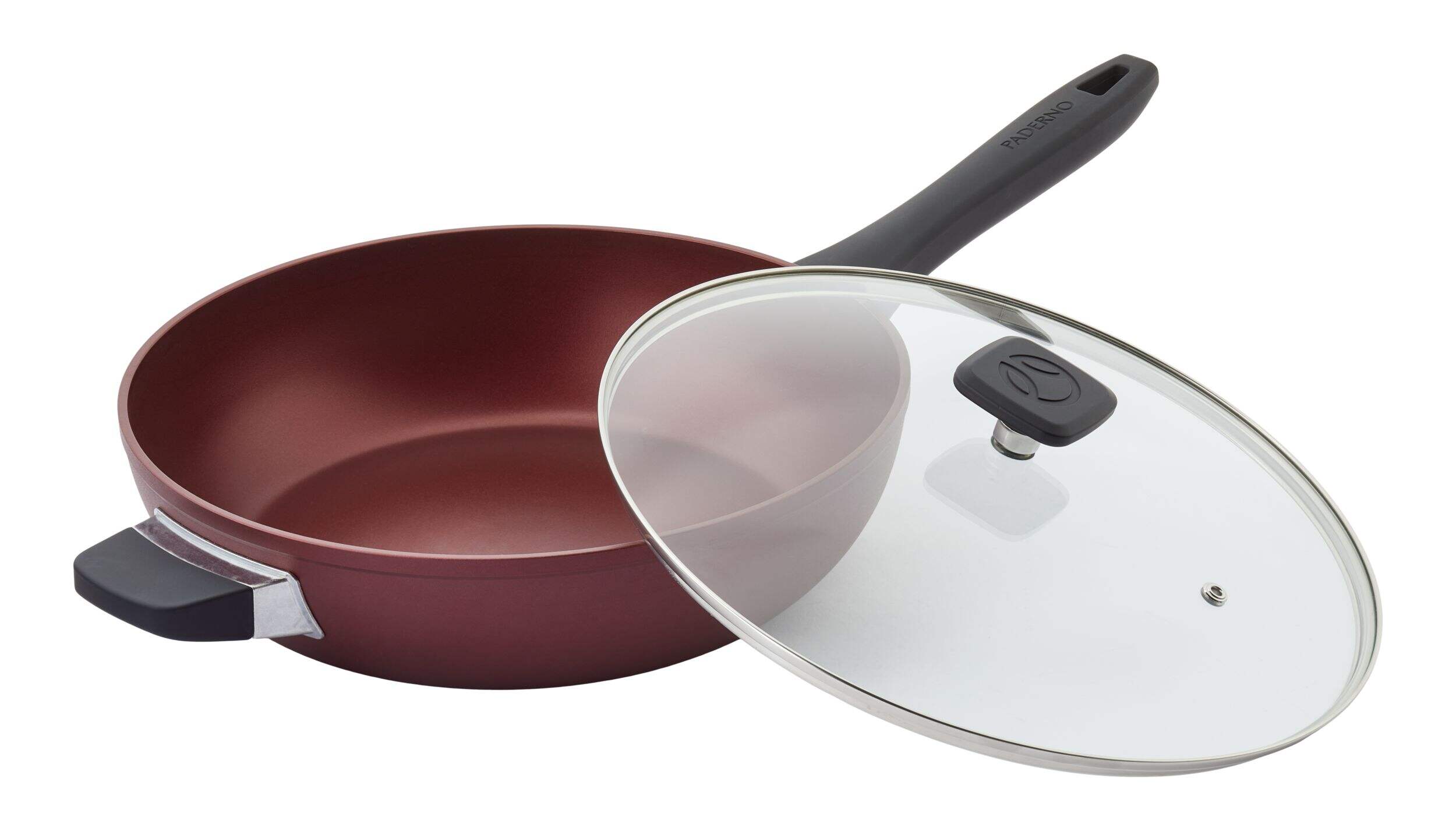 PADERNO Classic Jumbo Cooker, PFOA-Free, Non-Stick, Maroon, 3qt Front_Three_Fourths_Angled_Left