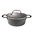Heritage The Rock Cast Iron Casserole Dish, Non-Stick, Oven Safe, Black Front_Elevated