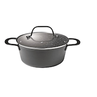 Heritage The Rock Cast Iron Casserole Dish, Non-Stick, Oven Safe, Black Front_Elevated