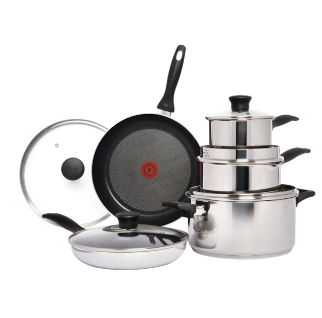 Tfal Stainless Steel Cookware Set, NonStick, Dishwasher & Oven Safe