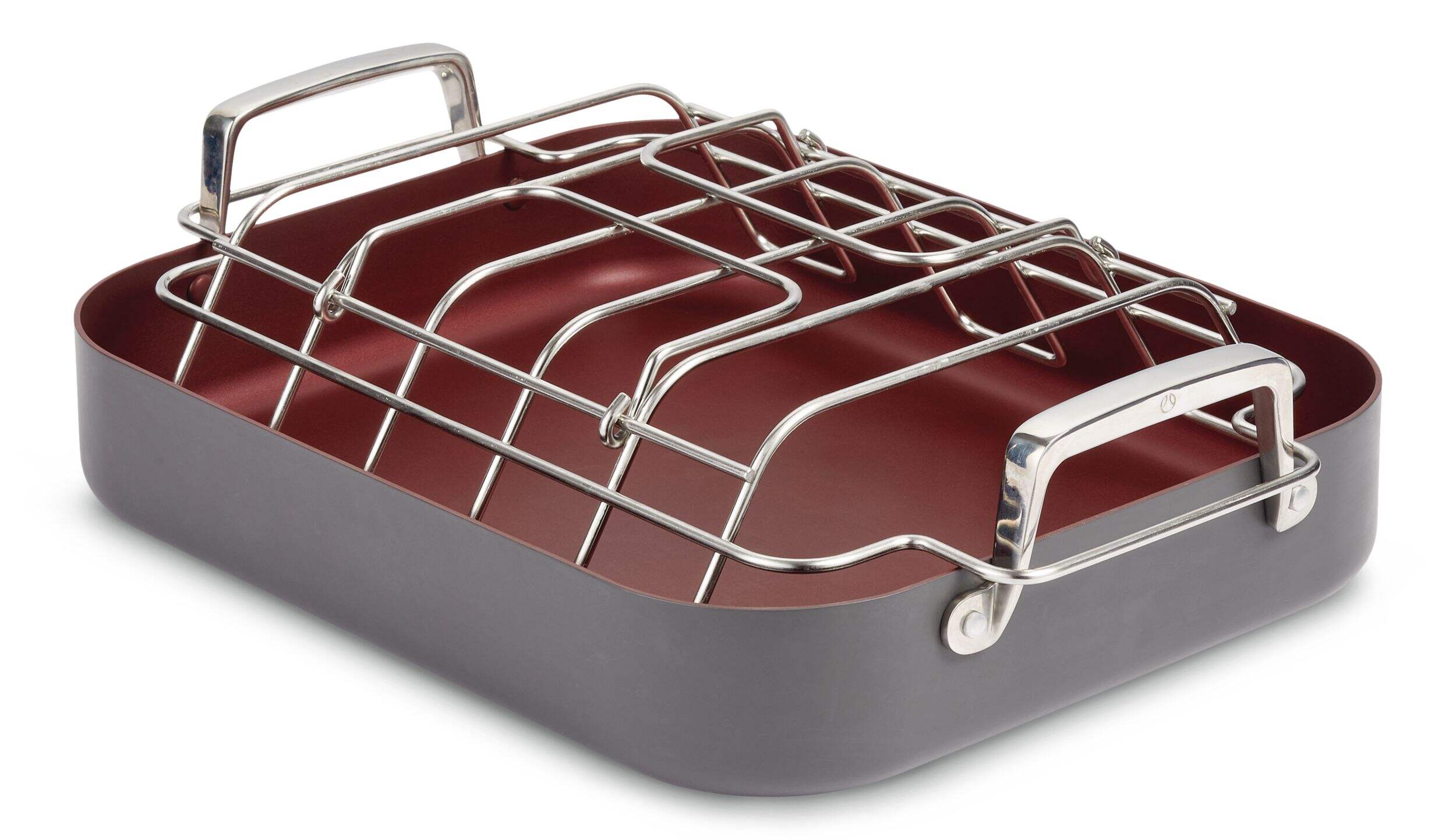 PADERNO Hard Anodized Roaster w/ Smart V-Rack, Non-Stick, Dishwasher Safe, 41.3 x 33.6cm Front_Three_Fourths_Angled_Left