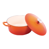 Lagostina Tuscan Collection Round Casserole Dish, Enamelled Cast Iron, Orange, 4qt Front_Elevated