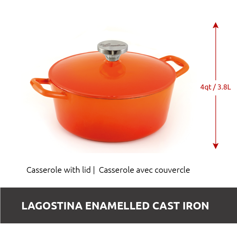 Lagostina Tuscan Collection Round Casserole Dish, Enamelled Cast Iron