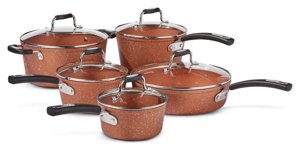 Heritage The Rock Copper Essentials Cookware Set, NonStick, Dishwasher