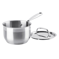 PADERNO Classic 18/10 Stainless Steel Saucepan, PFOA-Free, Dishwasher & Oven Safe Front_Angled_Left
