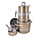 PADERNO Classic Cookware Set, Non-Stick, PFOA-Free, Oven Safe, Champagne Bronze, 12-pc Composite_or_Mixed