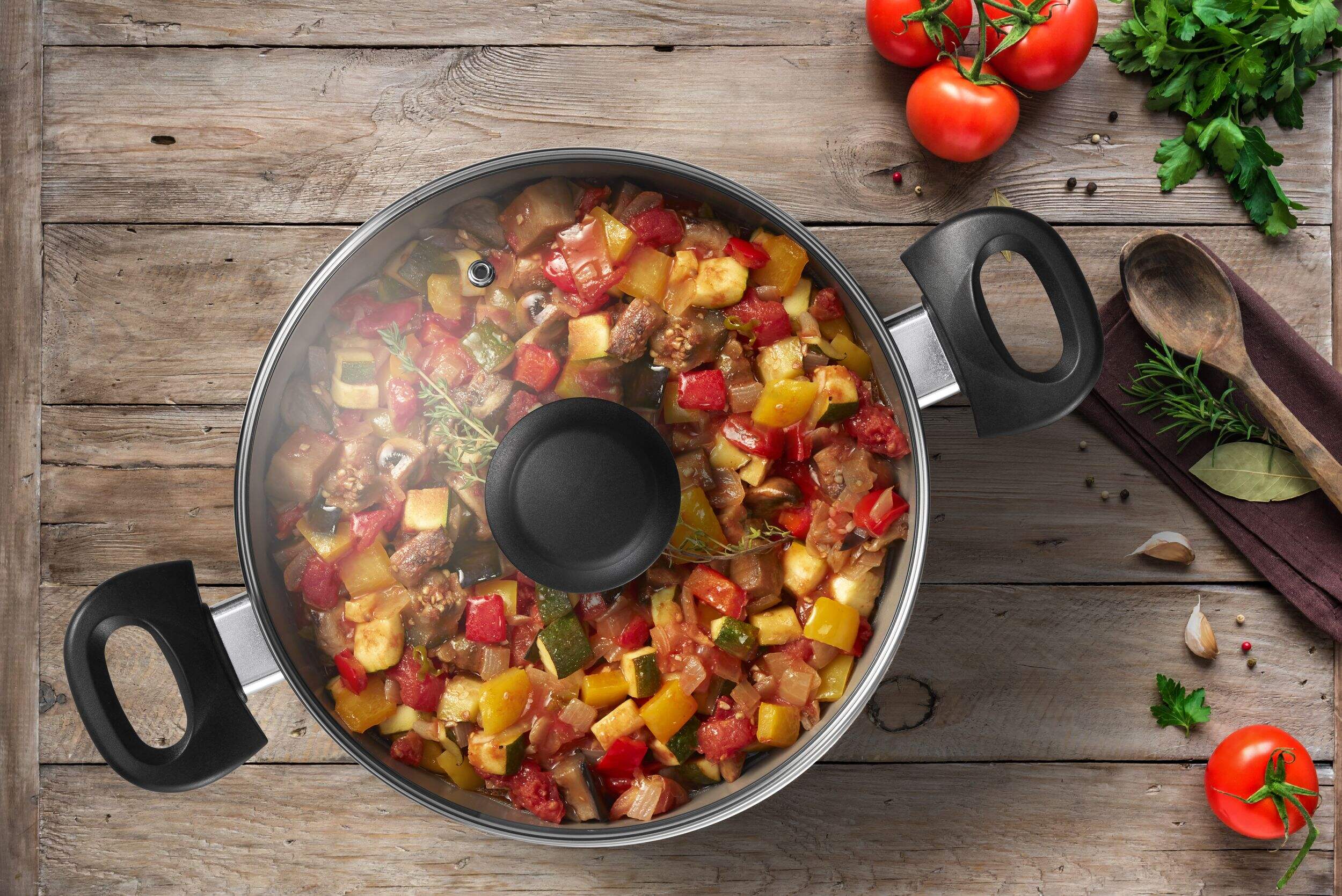Starfrit Non-Stick Dutch Oven, 5-qt Overhead_Flat