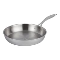 Vida by PADERNO Elite Series 3-Layer Stainless Steel Frying Pan, Oven Safe, Silver, Assorted Sizes Front_Three_Fourths_Angled_Left