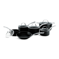Lagostina Prima Non-Stick Cookware Set, Dishwasher & Oven Safe, Aluminum, Black, 11-pc