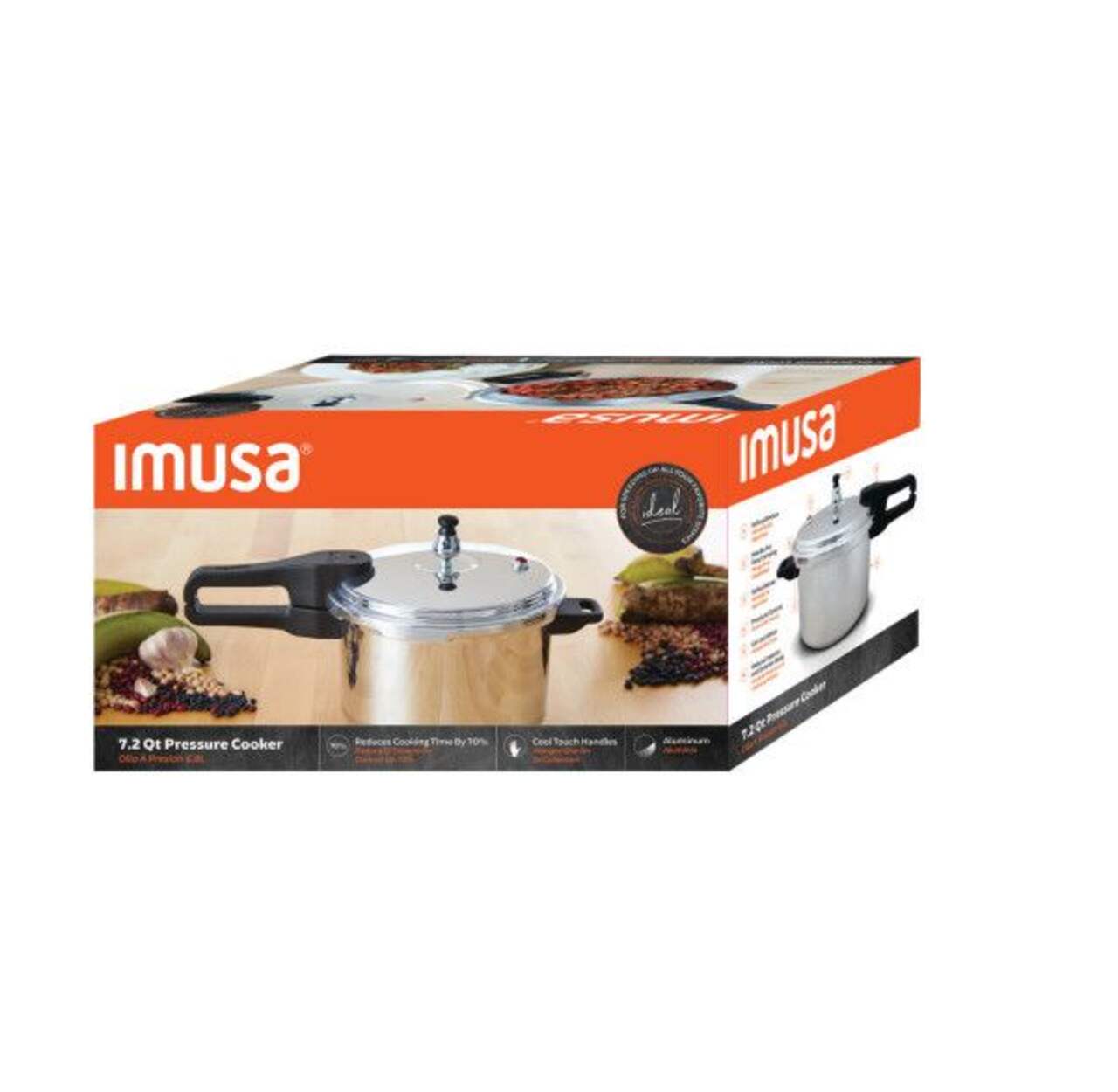 Imusa 7qt Stovetop Natural Finish Basic Pressure Cooker - Silver