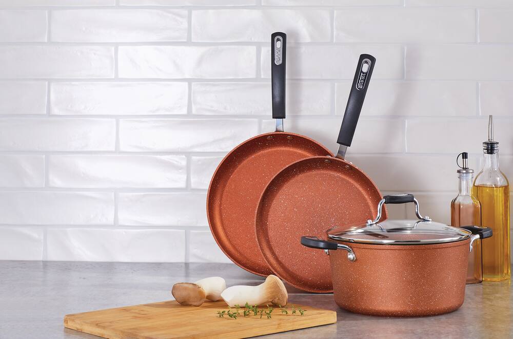 14 Copper Non-Stick Copper Infused Round Frying Pan Dishwasher and Oven Safe PTFE/PFOA Free 