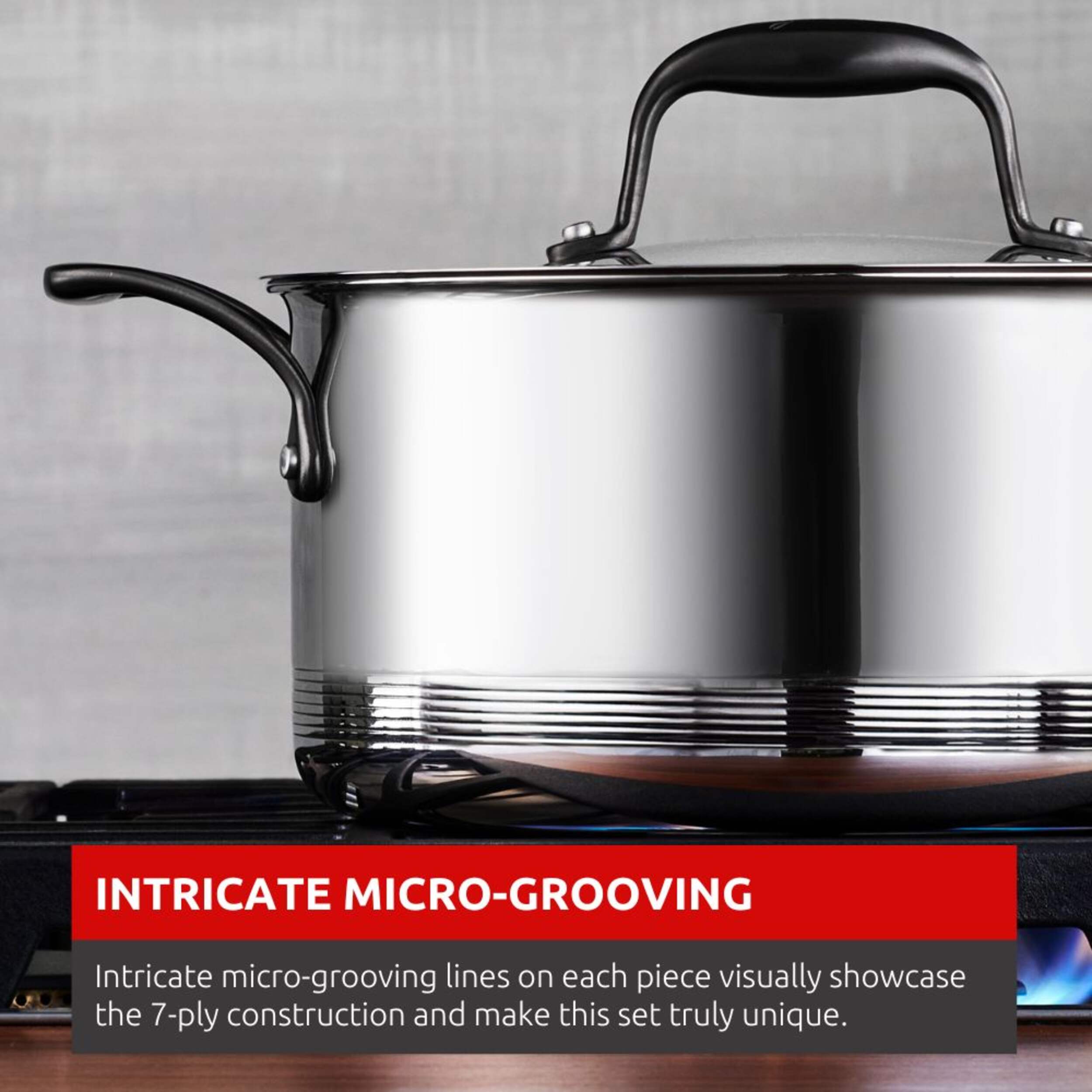 Lagostina Elite Clad Stainless Steel Cookware Set, 7Ply, Oven Safe, 12