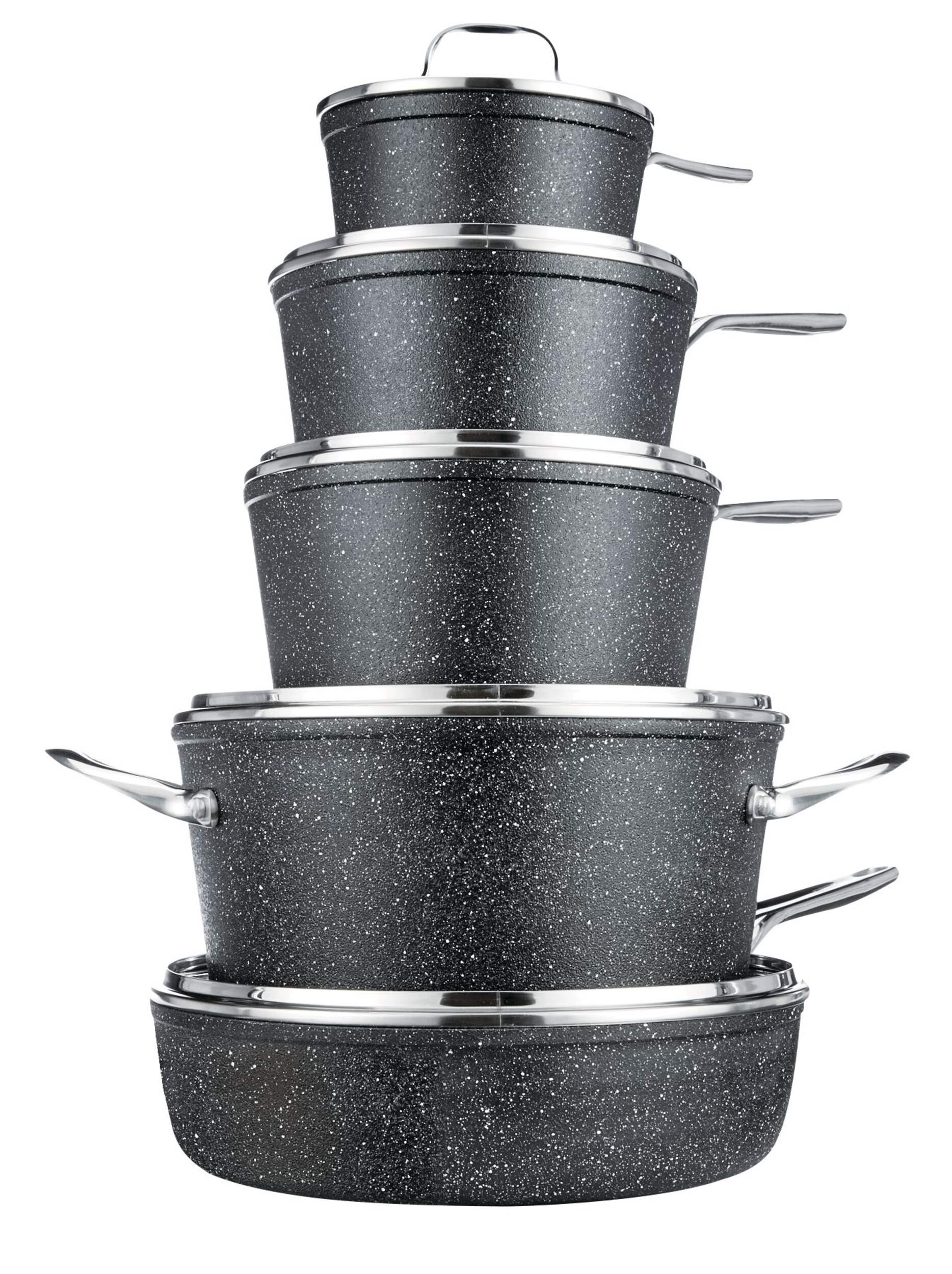 Heritage The Rock Forged Non-Stick Cookware Set, Dishwasher & Oven Safe, Black, 10-pc Composite_or_Mixed