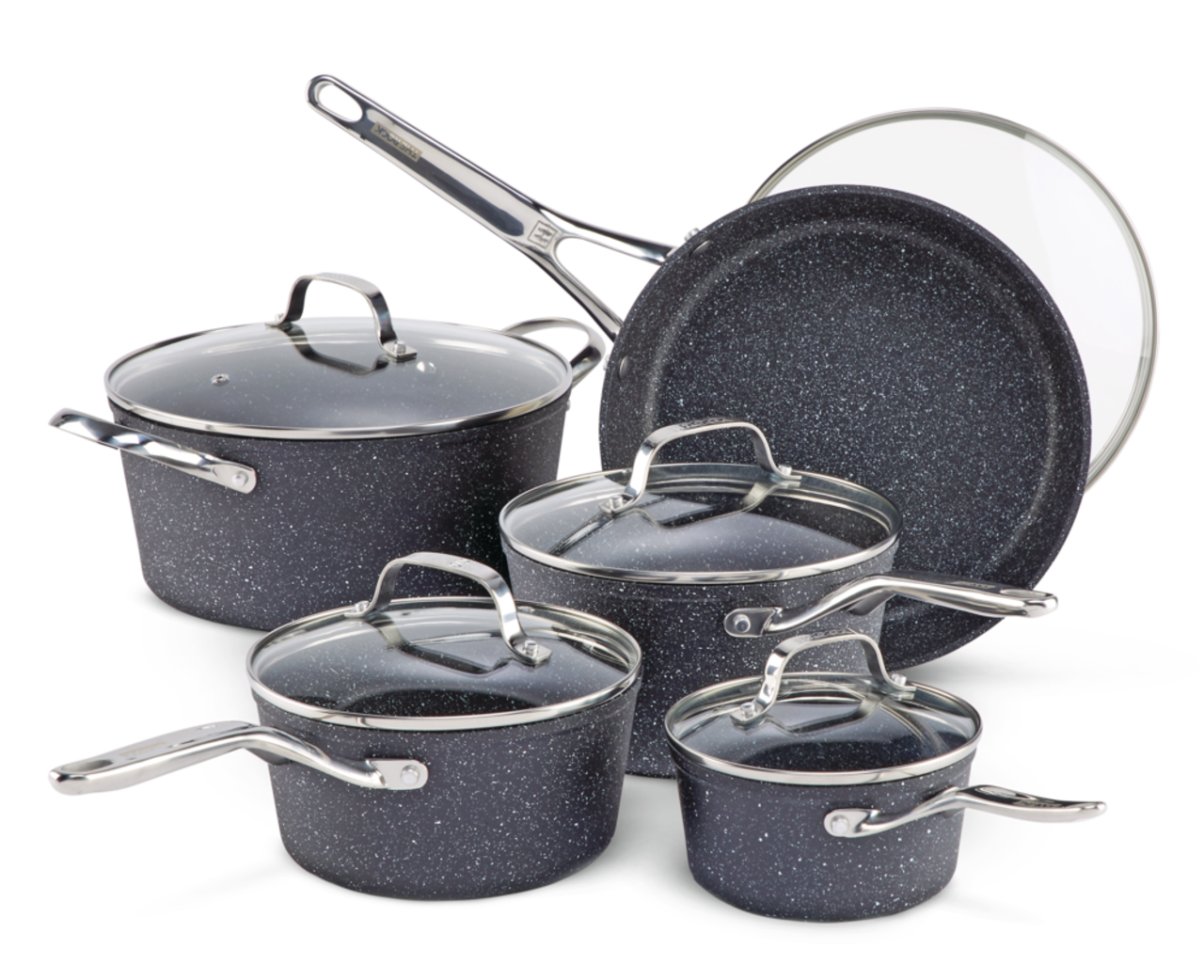 Heritage The Rock Forged Non-Stick Cookware Set, Dishwasher & Oven Safe,  Black, 10-pc