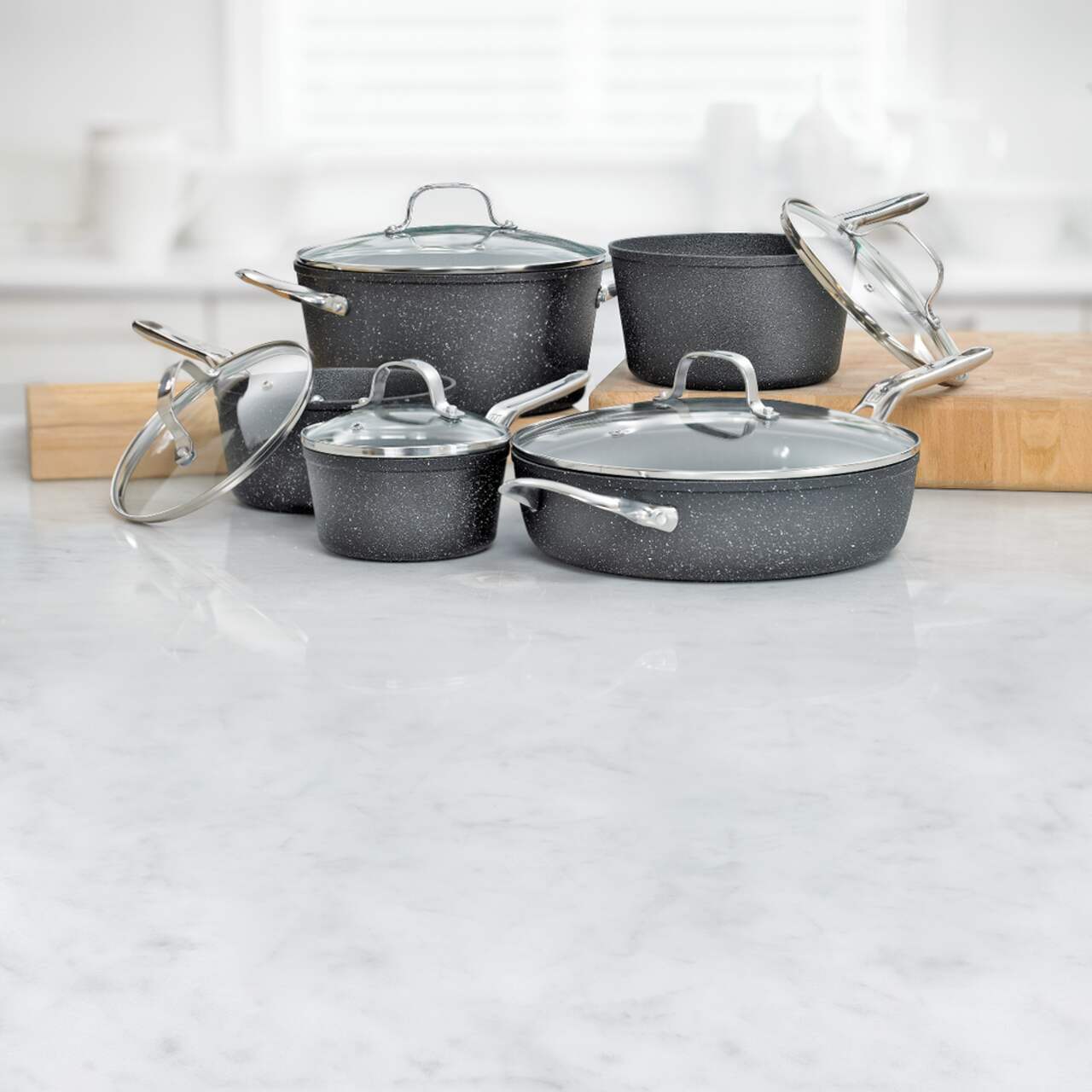 Heritage The Rock Forged Non Stick Cookware Set Dishwasher Oven