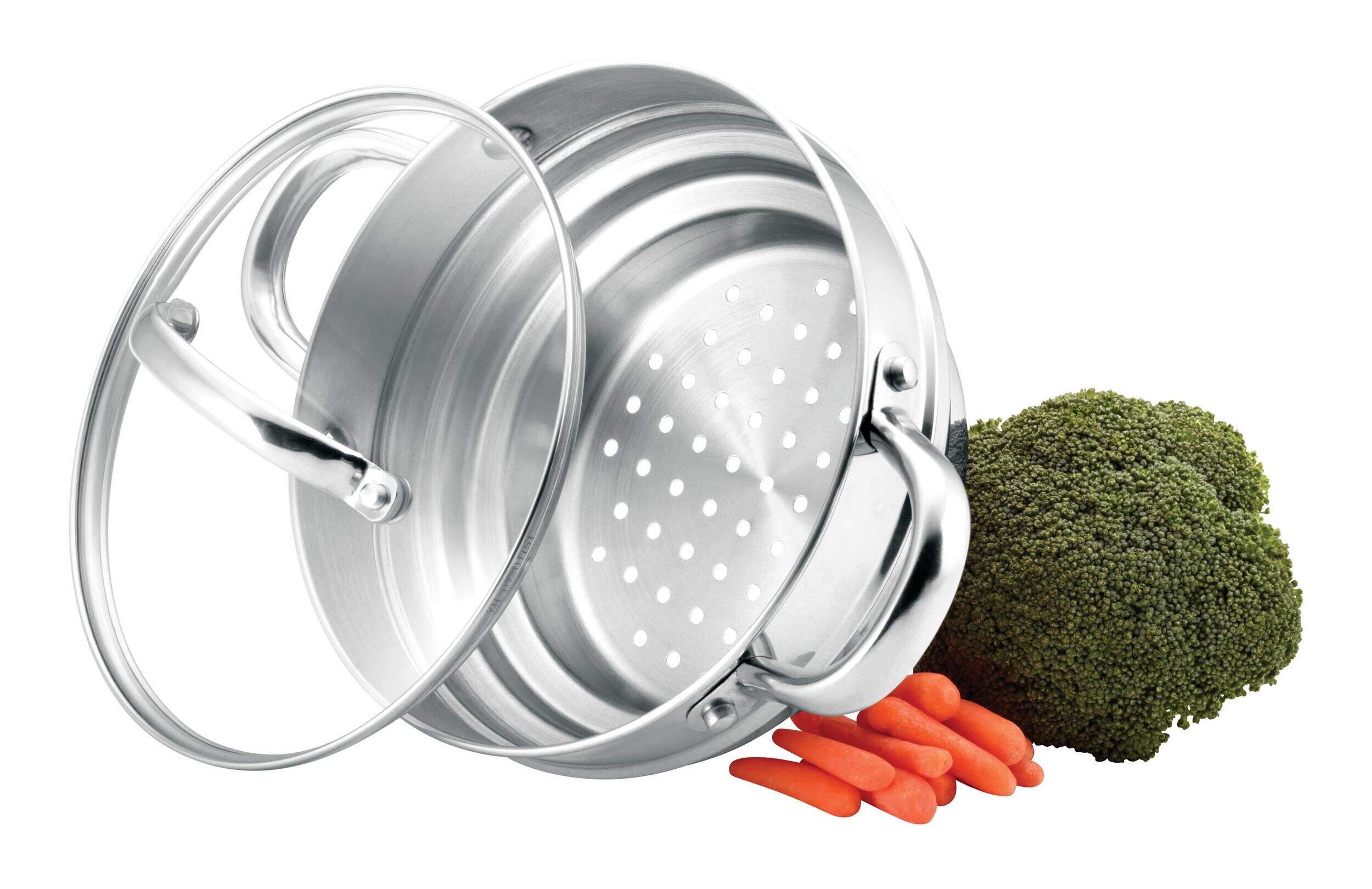 MASTER Chef Universal Stainless Steel Steamer Insert, Dishwasher Safe Overhead_Plunge