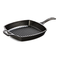 Lodge Seasoned Cast-Iron Grill Pan, 10.5-in (26 cm) Front_Three_Fourths_Angled_Left