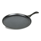 Lodge Seasoned Cast-Iron Griddle with Raised Edges, 10.5-in Front_Three_Fourths_Angled_Left