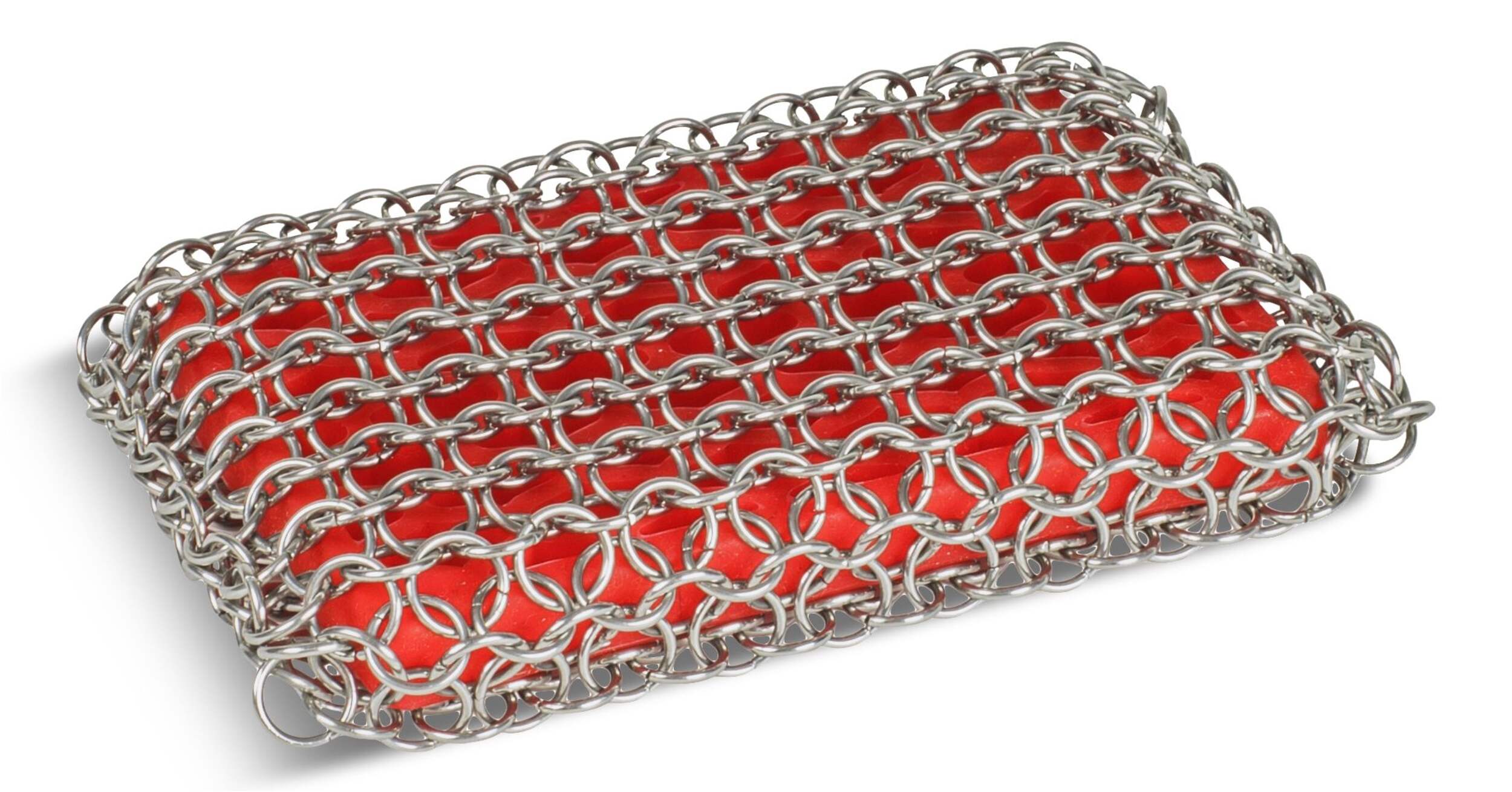 Tampon à récurer lavable au lave-vaisselle Lodge, rouge Front_Three_Fourths_Angled_Left