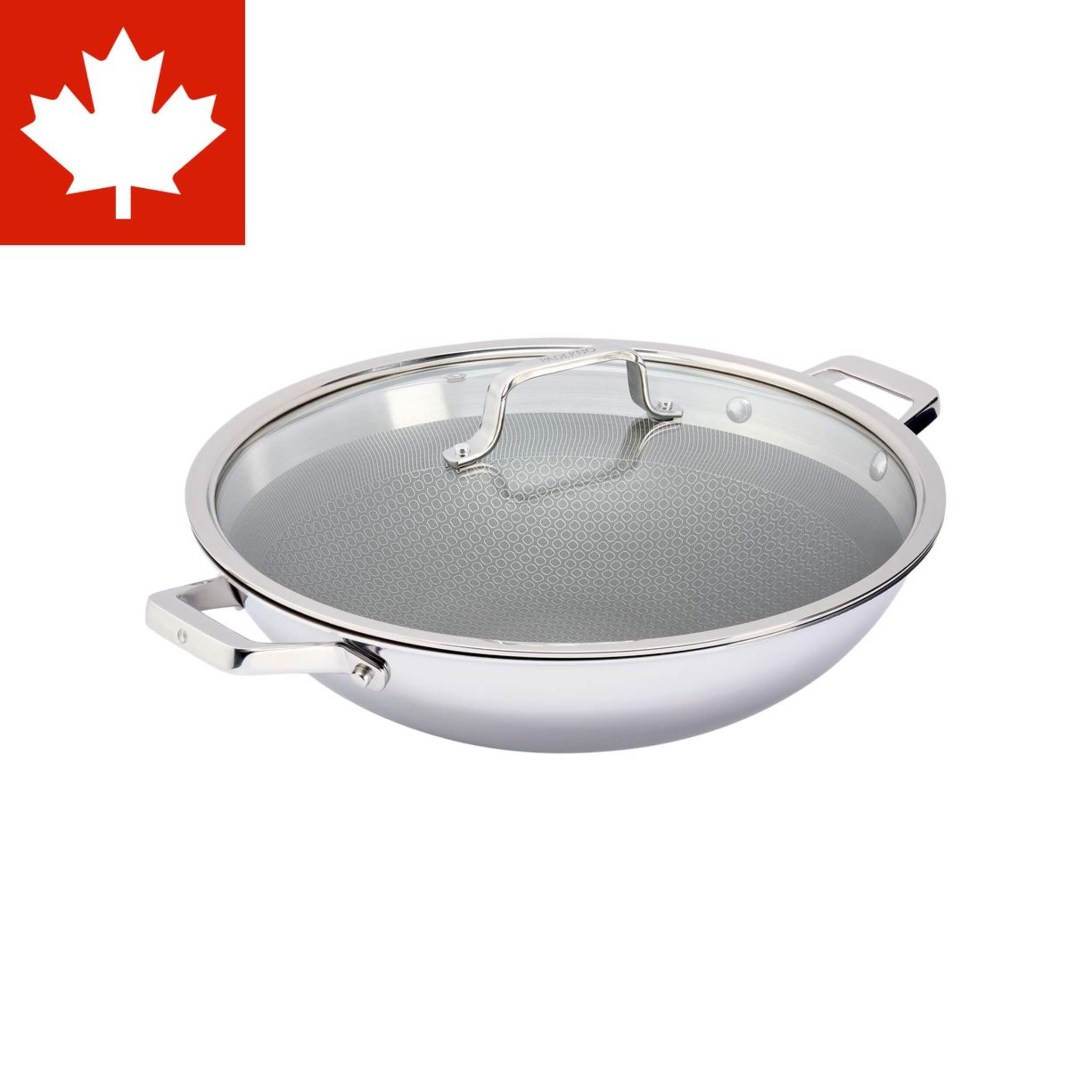 PADERNO Hybrid Clad Wok with Glass Lid, 36-cm Front_Angled_Right