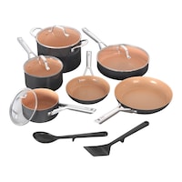 Ninja Extended Life™ Essential Ceramic Cookware Set, 12-pc, Dark Grey Front_Elevated