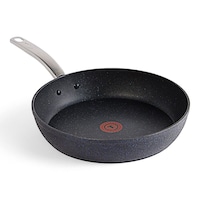 T-fal StoneShield Non-Stick Frypan with DefenseShield™ Technology, 6-Multilayer Construction, Rock Texture, Induction Safe, Black, 12-in