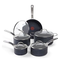 T-fal StoneShield 10-pc Cookware Set with DefenseShield™ Technology, 6-Multilayer Construction , Induction Safe Composite_or_Mixed
