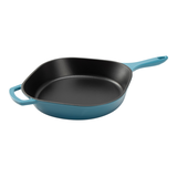 PADERNO Enameled Cast Iron Frying Pan, Atlantic Blue, 12-in Front_Three_Fourths_Angled_Left