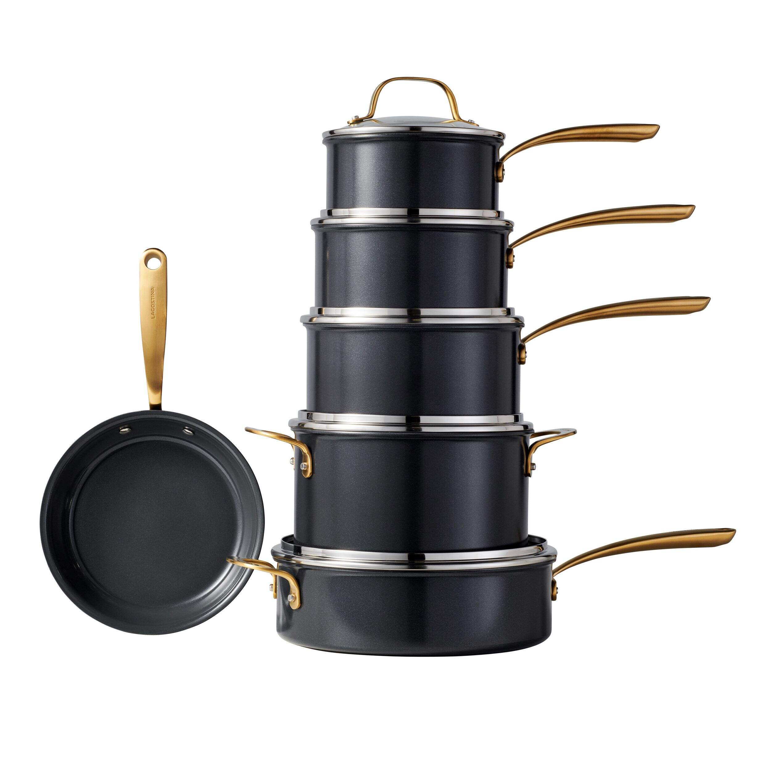 Lagostina Eleganza Ceramic Pro Non-Stick Cookware Set, 11-pc Composite_or_Mixed