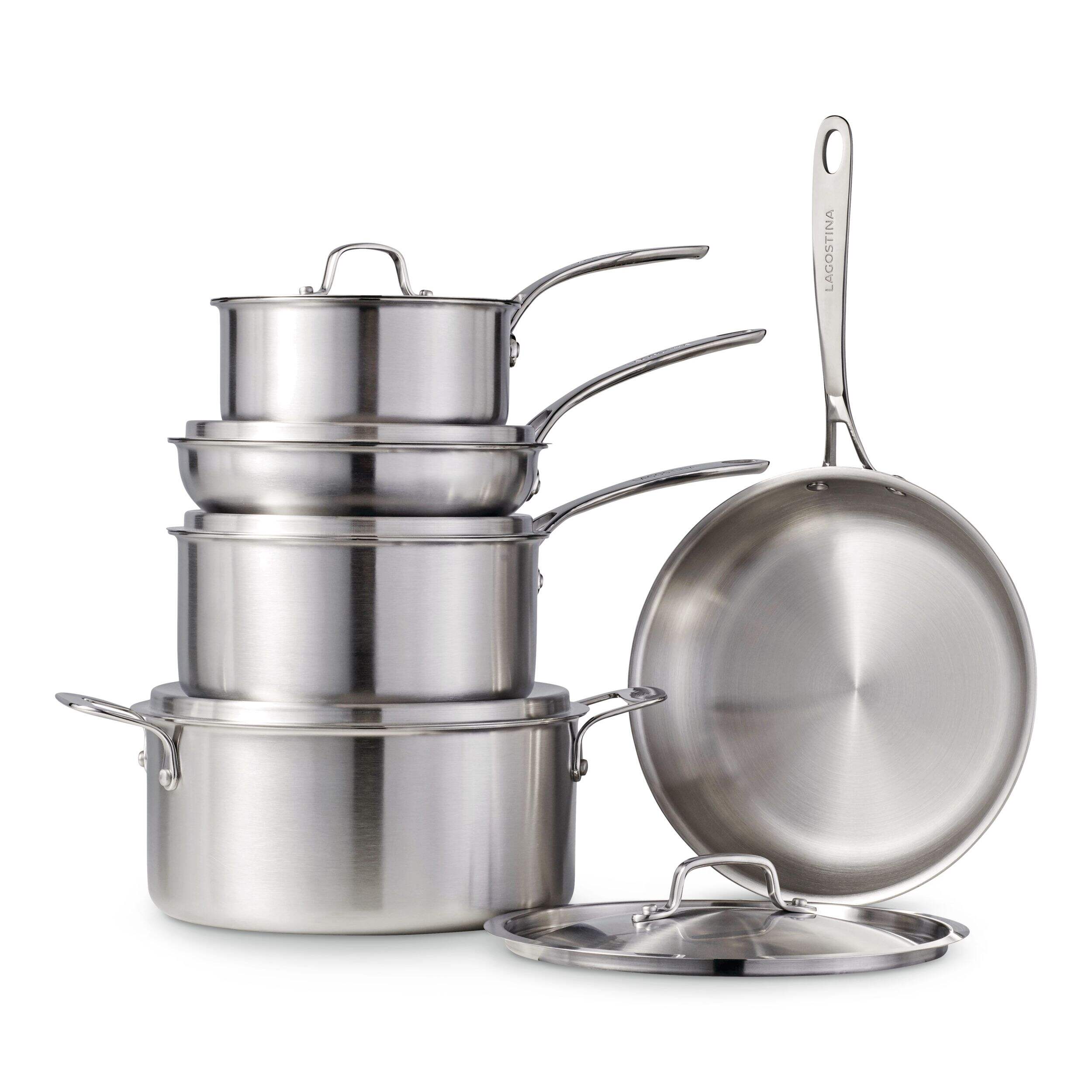 Lagostina 3-Ply Commercial Clad Cookware Set, 10-pc Composite_or_Mixed
