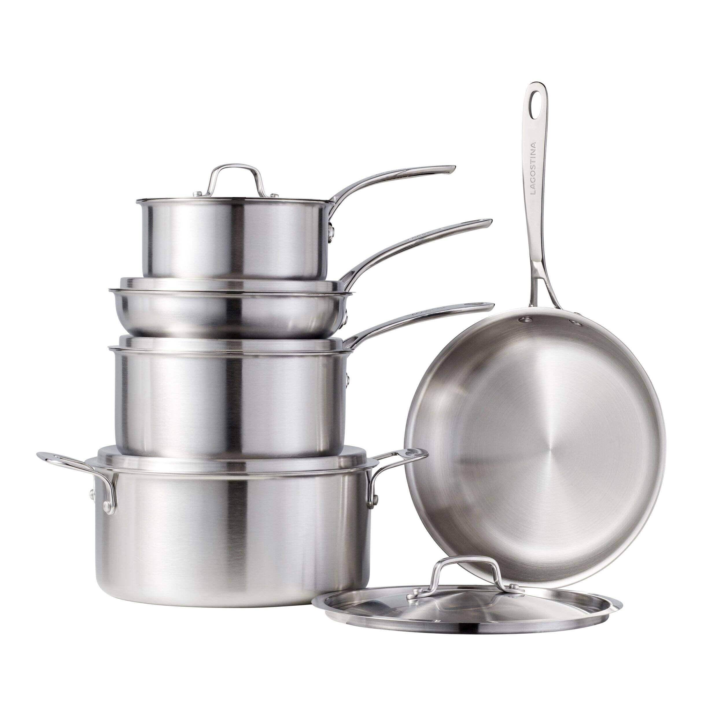 Lagostina 3-Ply Commercial Clad Cookware Set, 10-pc Composite_or_Mixed