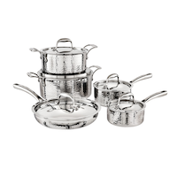Lagostina 3-Ply Hammered Stainless Steel Cookware Set, 10-pc Composite_or_Mixed