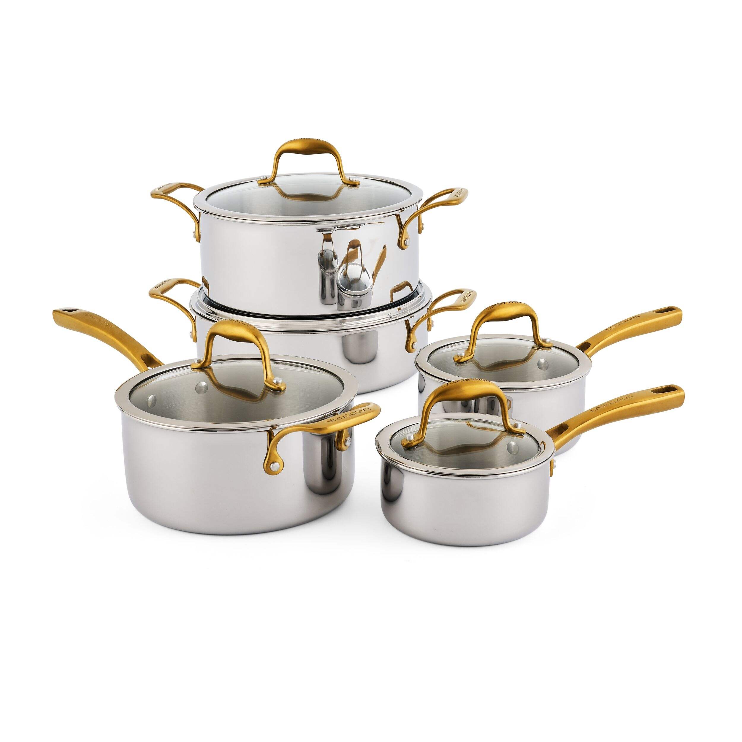 Lagostina 5-Ply Clad Stainless Steel Cookware Set, 10-pc Front_Elevated