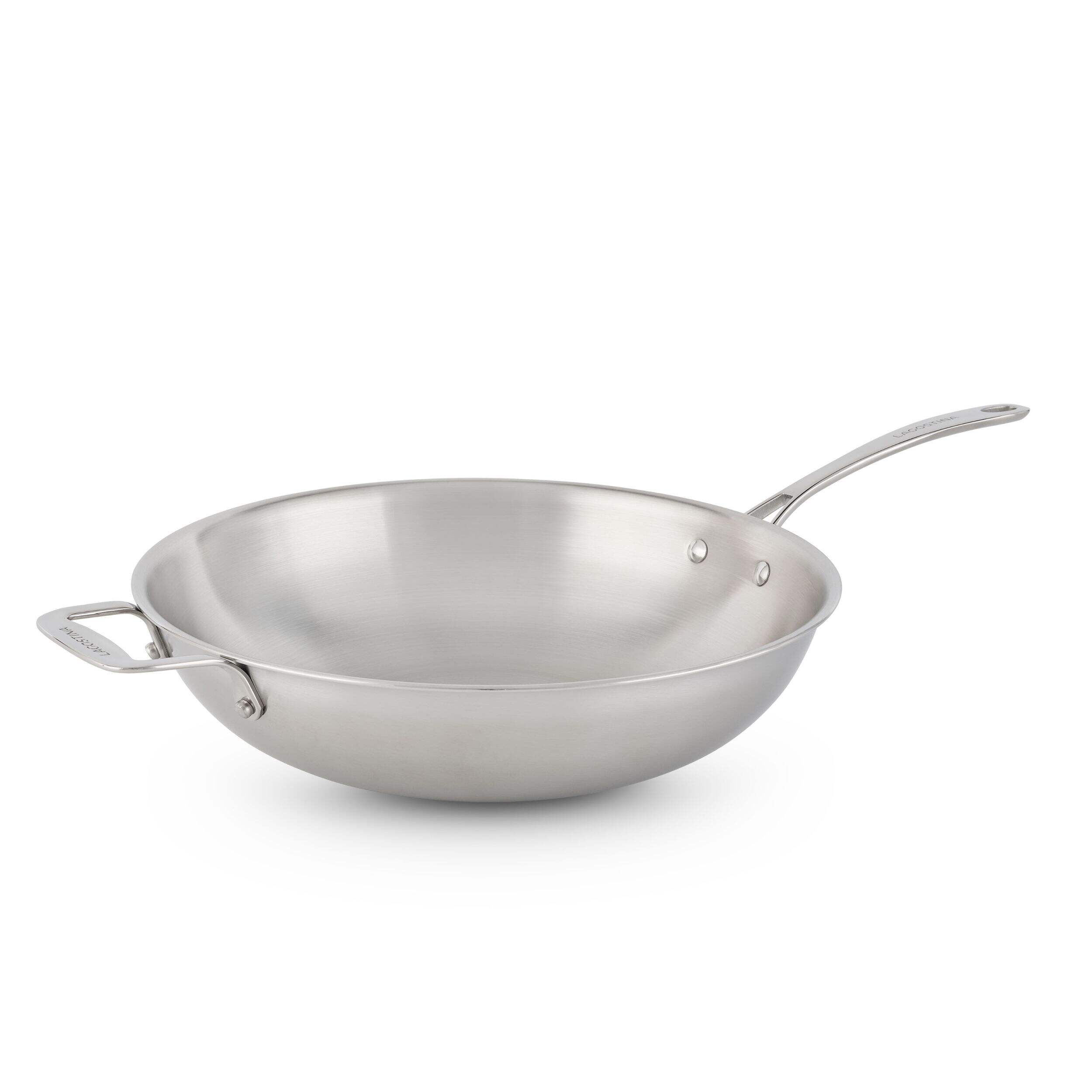 Lagostina 3-Ply Clad Commercial Wok Fry Pan, 32-cm Front_Three_Fourths_Angled_Left