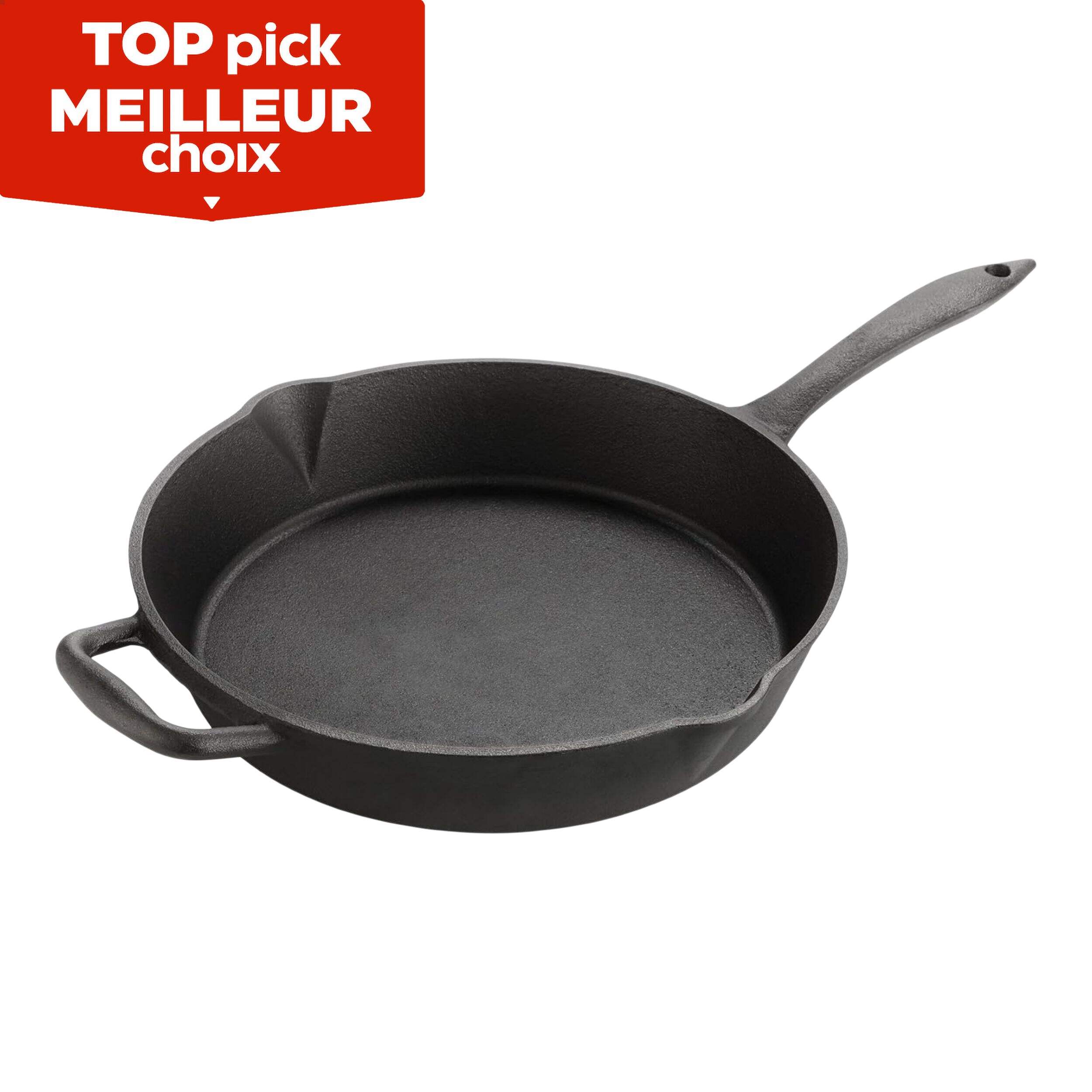 Lagostina Cast Iron Preseasoned Frying Pan, Oven & Broiler Safe, Black